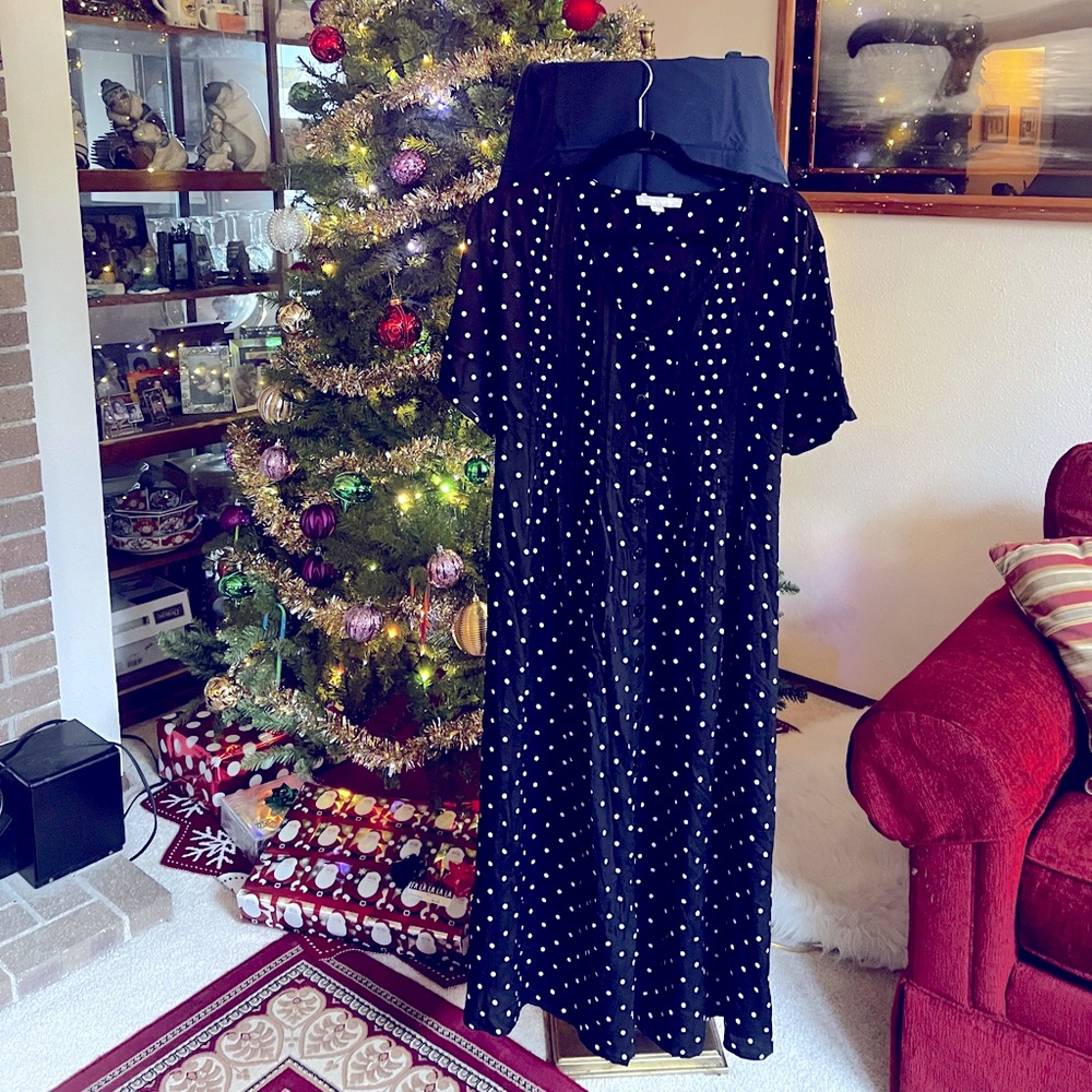 NWT-Woman Within Plus Size, Short-Sleeve, Button-Front Dress, Black, Size 20W